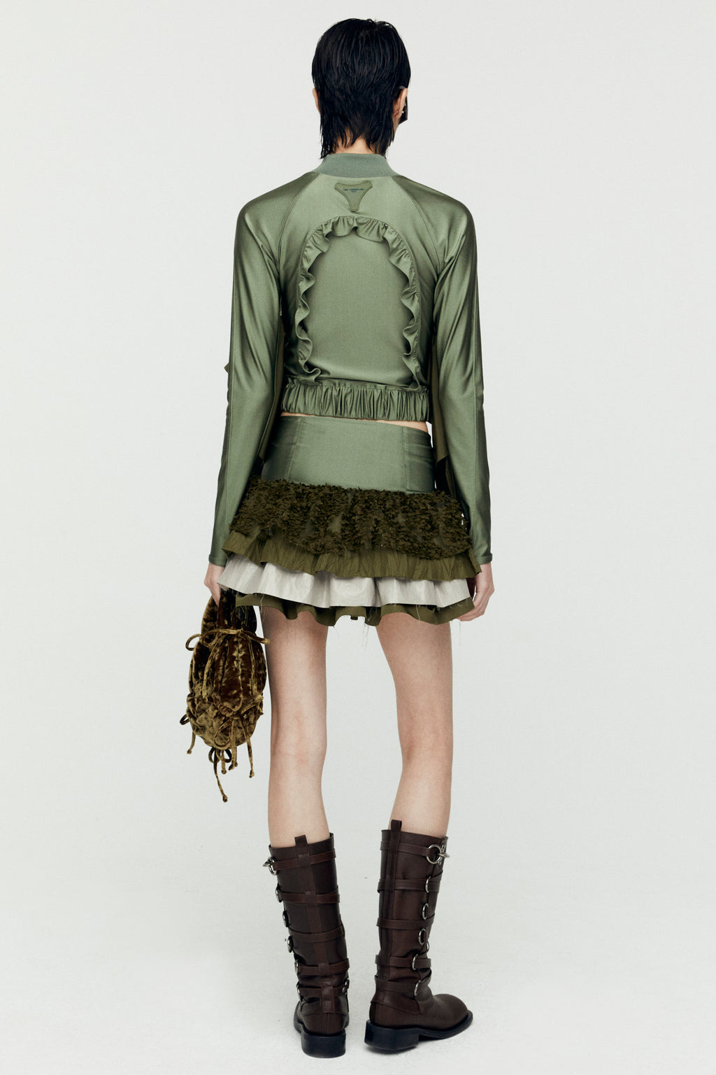 Andersson Bell - Riley Ruffle Tight Zip Up (Khaki) product image 2 | TRAB K-Fashion Australia