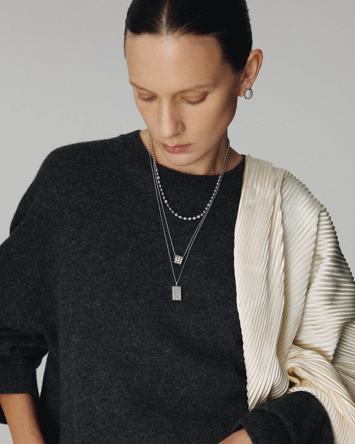 Numbering - Bezel Stone Cylinder Pendant Necklace #3725 product image 4 | TRAB K-Fashion Australia