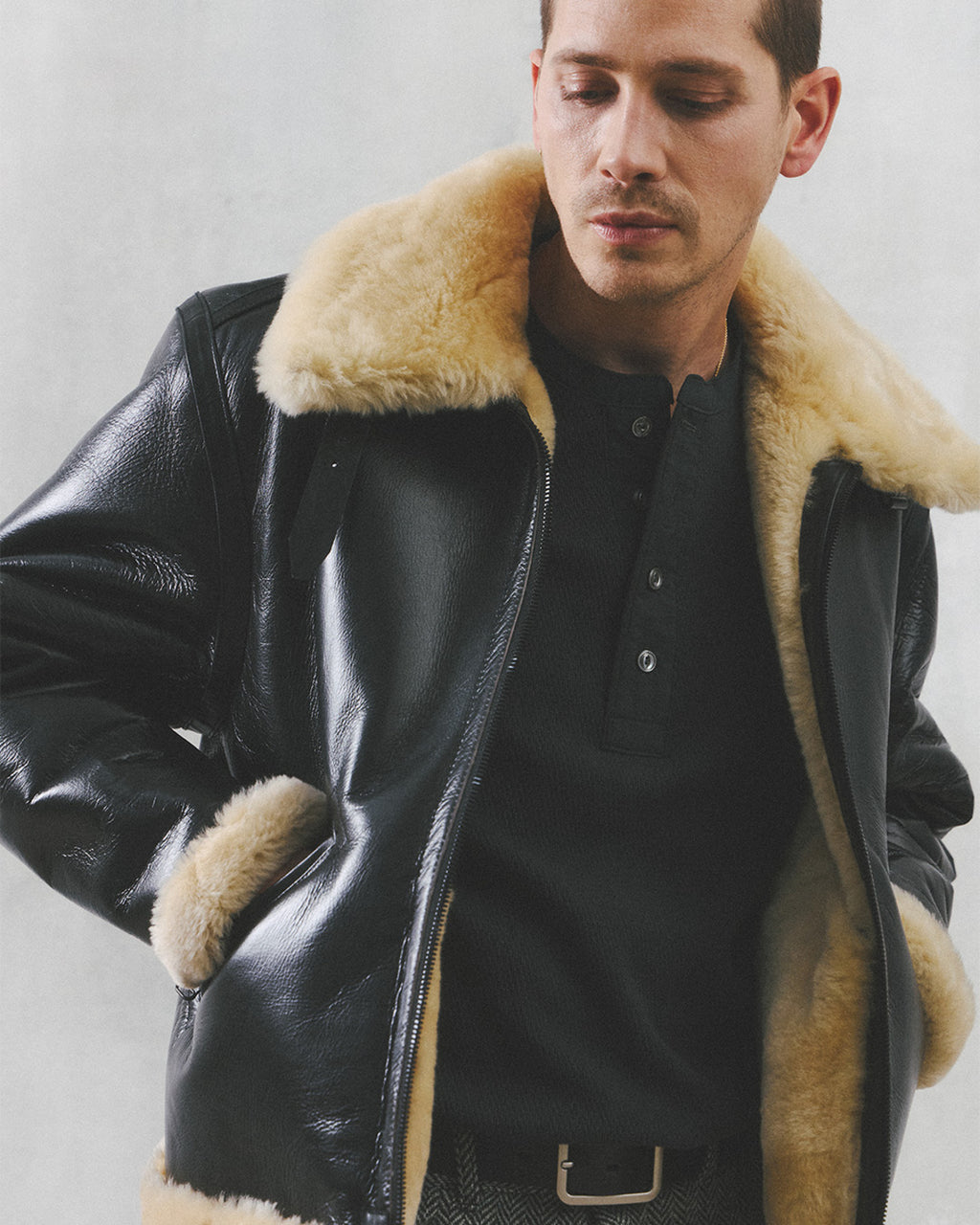 Eastlogue - Aviator Shearling Mouton Parka (Black) product image 4 | TRAB K-Fashion Australia