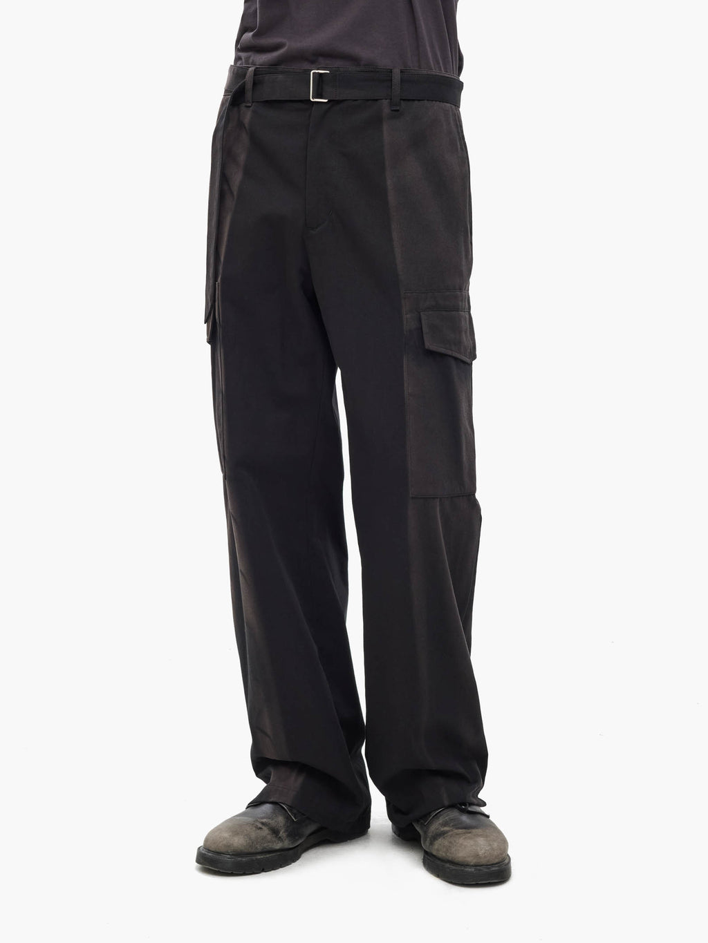 Jiyong Kim - Sun-Bleached Belted Trousers (Black) product image 3 | TRAB K-Fashion Australia