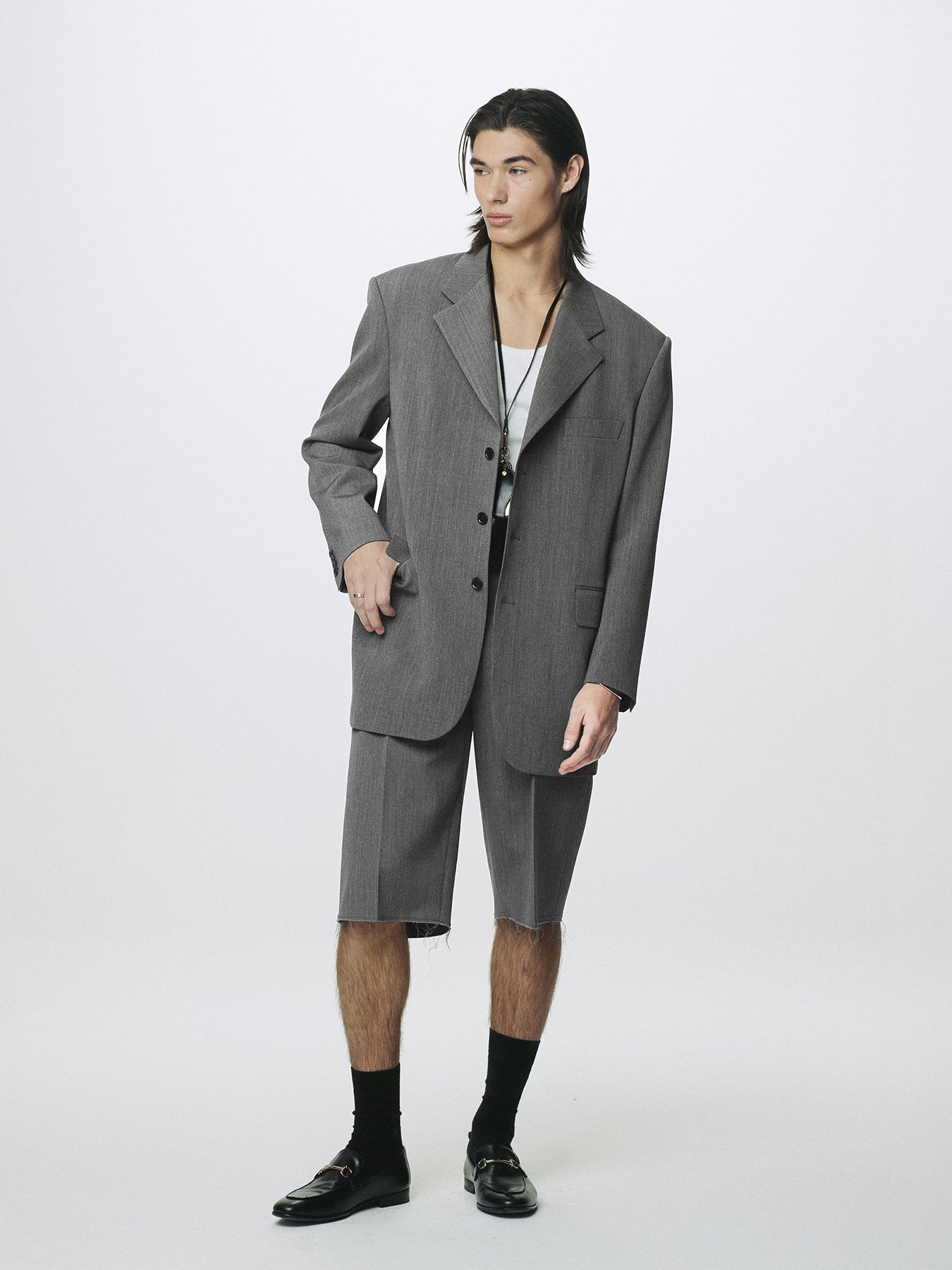 Tonywack - Melange Wool Oversized Tailored Jacket (Melange Grey) product image 3 | TRAB K-Fashion Australia