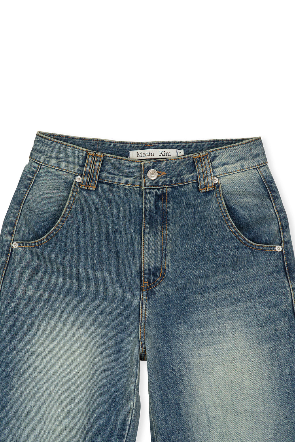 Matin Kim - Peaches Coating Washed Denim Pants (Blue) product image 4 | TRAB K-Fashion Australia
