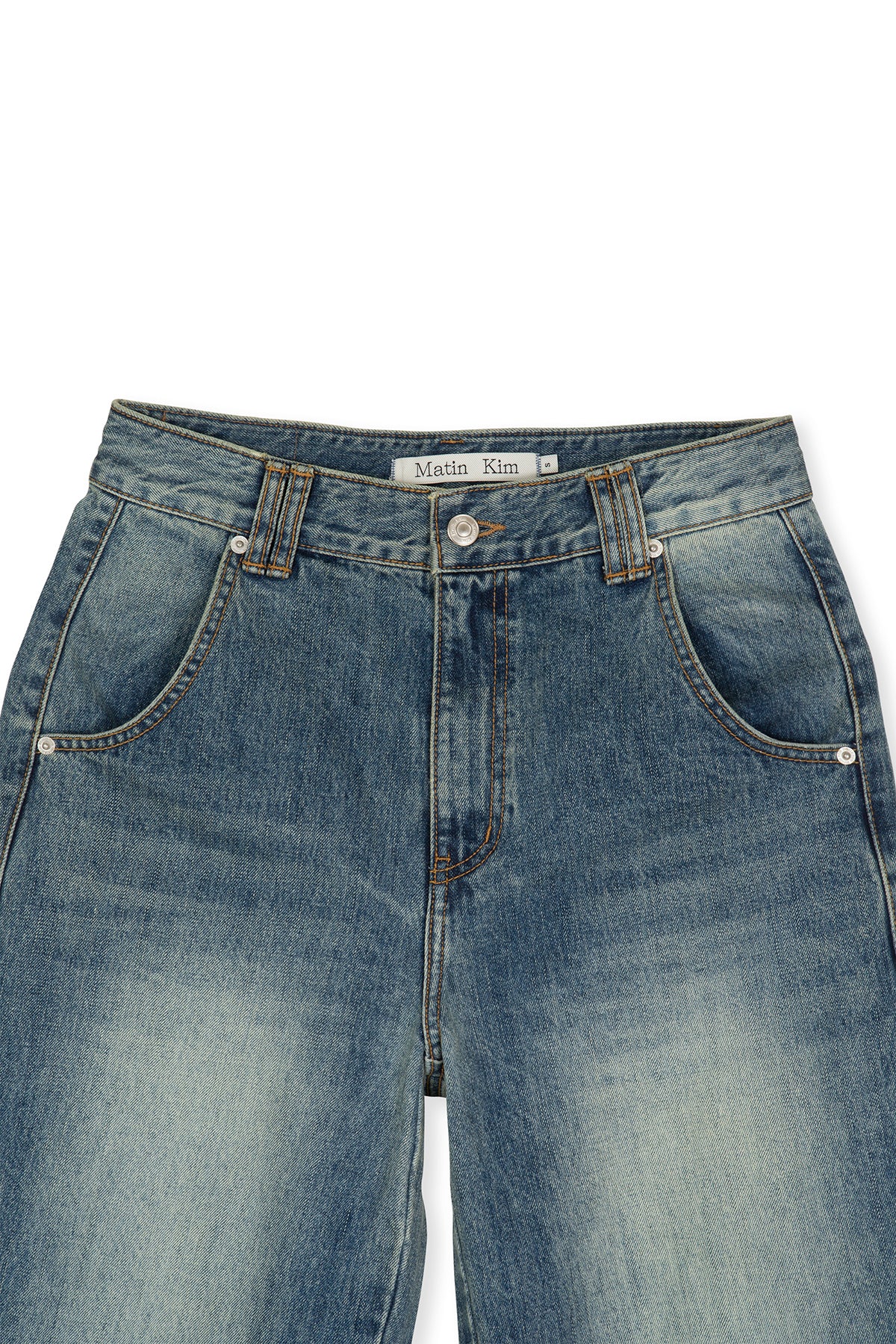 Matin Kim - Peaches Coating Washed Denim Pants (Blue) product image 4 | TRAB K-Fashion Australia
