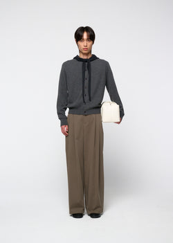 Amomento - Men's Cashmere Crewneck Cardigan (Melange Grey) product image 2 | TRAB K-Fashion Australia