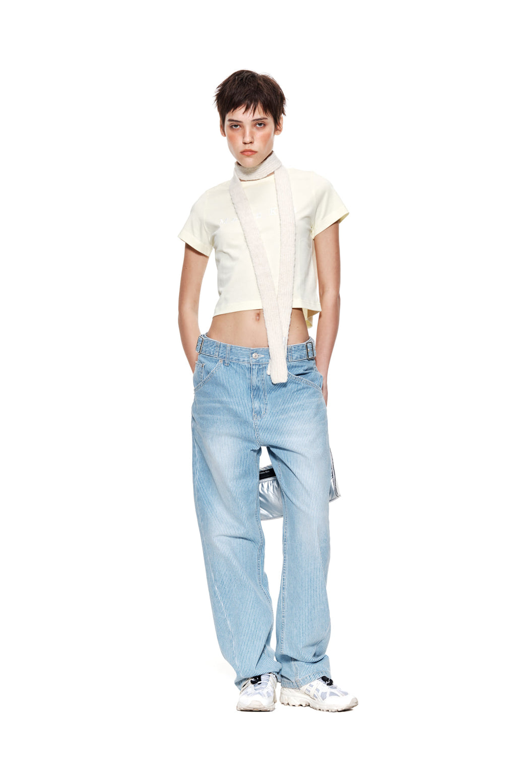 Matin Kim - Matin Embroidery Logo Crop Top (Light Yellow) product image 9 | TRAB K-Fashion Australia