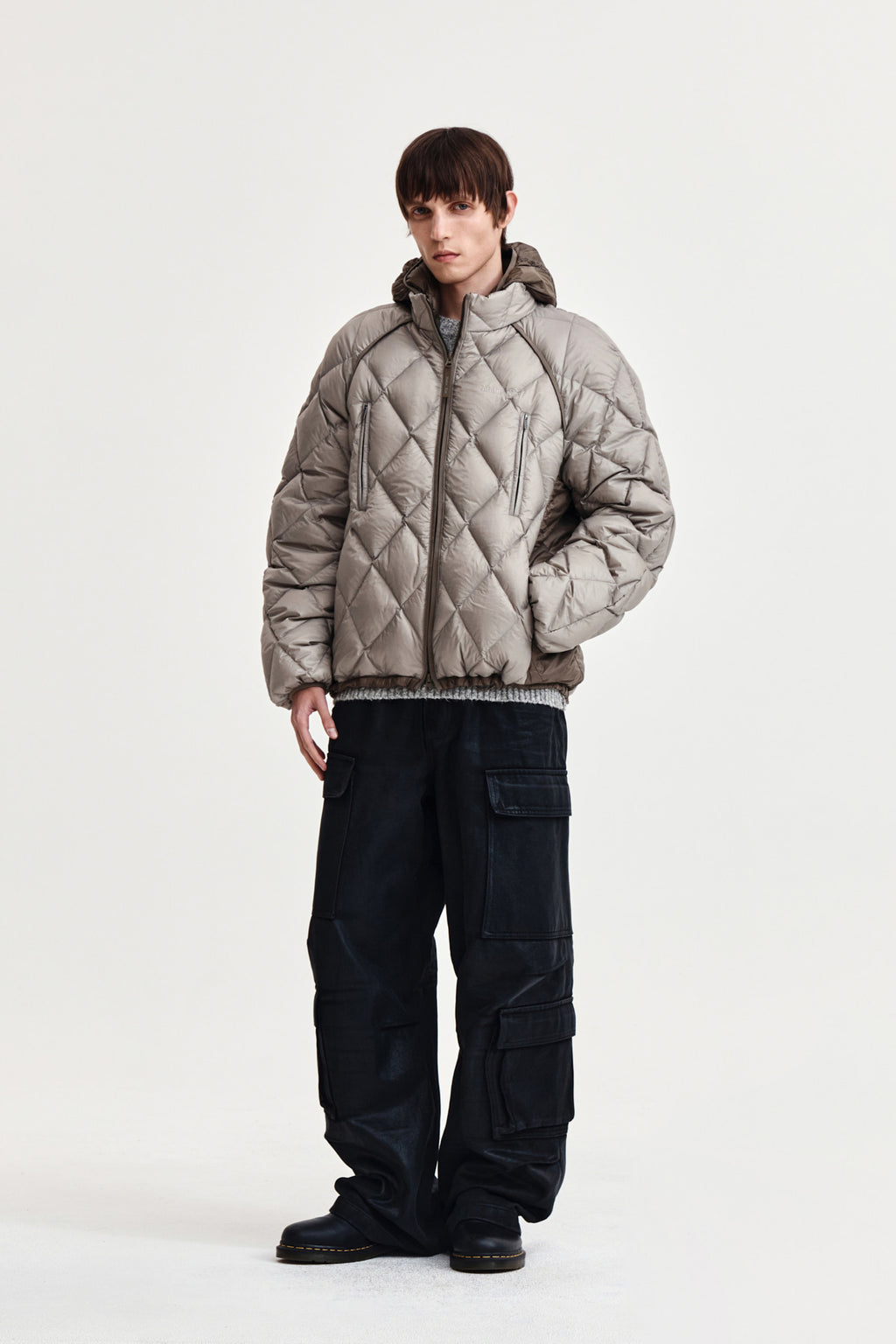 Matin Kim - Quilting Hoody Lightweight Jumper (Beige) product image 14 | TRAB K-Fashion Australia
