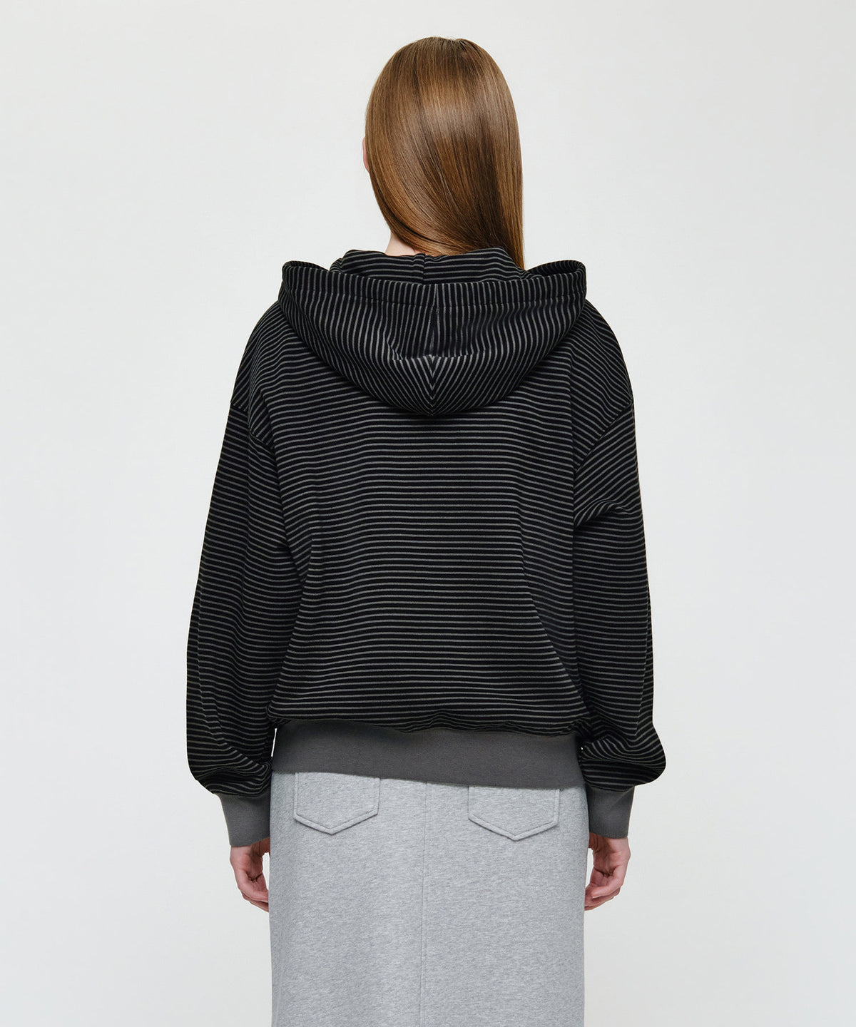 Marithe & Francois Girbaud - Small Classic Logo Stripe Oversized Hoodie Zipup (Charcoal) product image 2 | TRAB K-Fashion Australia