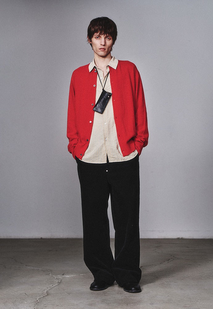 Art if acts - Wholegarment Round Neck Cardigan (Red) product image 1 | TRAB K-Fashion Australia