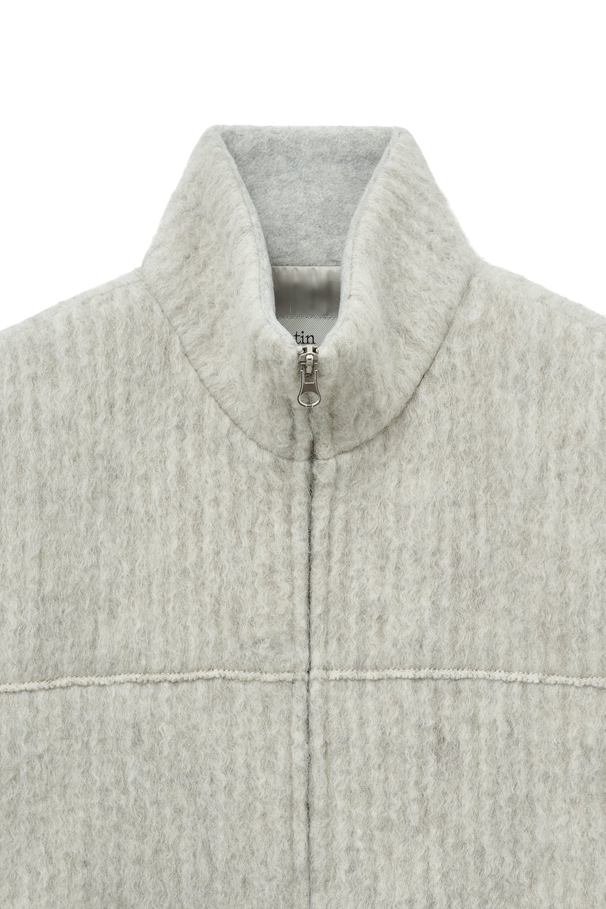 Matin Kim - Hairy High Neck Zip Up Jumper (Light Beige) product image 4 | TRAB K-Fashion Australia