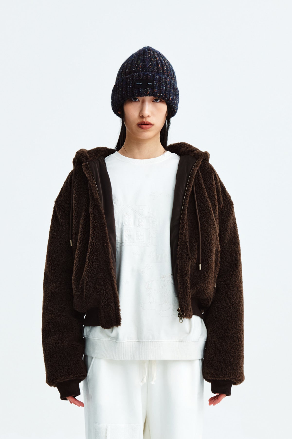 Matin Kim - Logo Point Fleece Hoody Jumper (Khaki) product image 11 | TRAB K-Fashion Australia