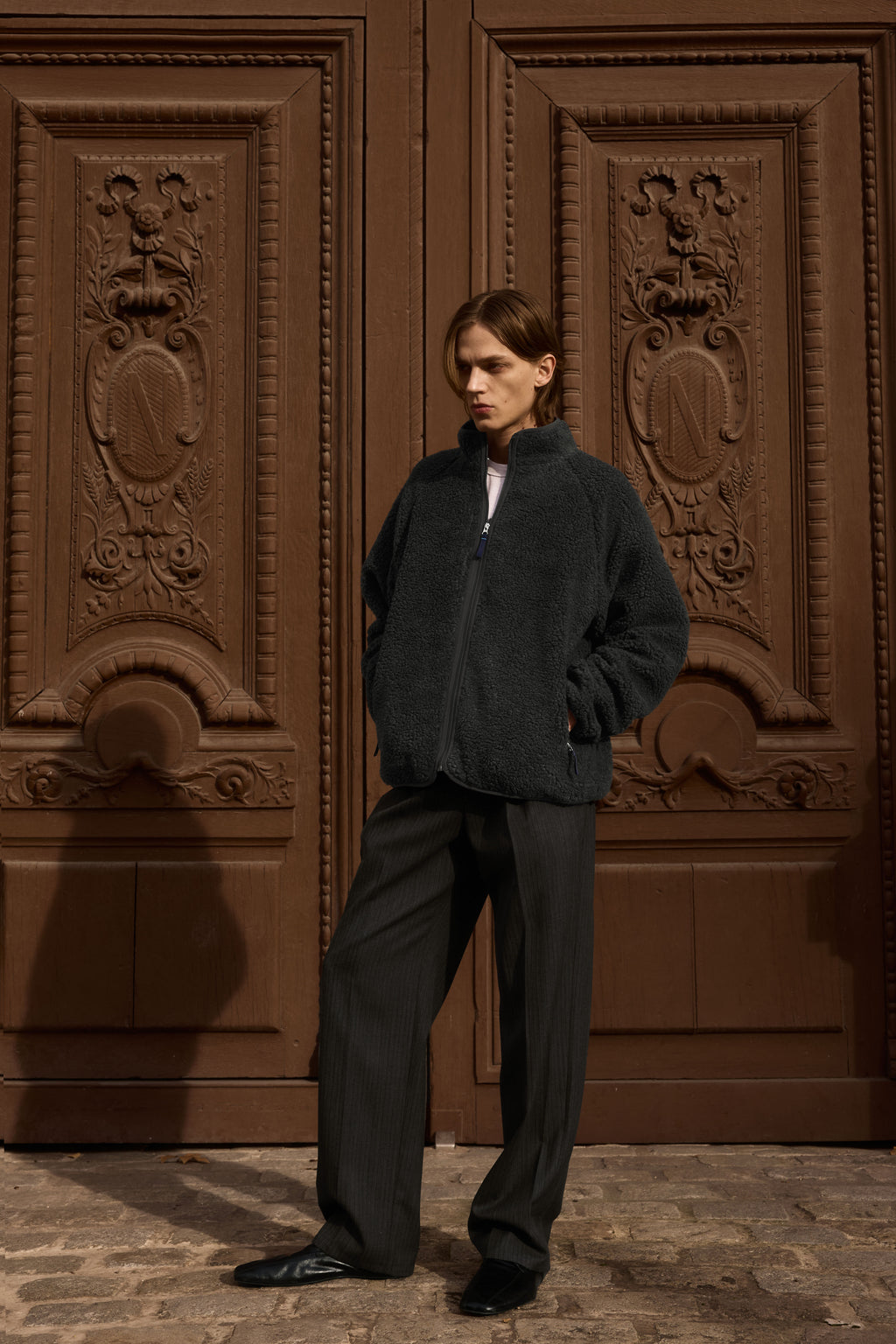 STU - Fleece Zip-Up Jacket In (Charcoal) product image 6 | TRAB K-Fashion Australia