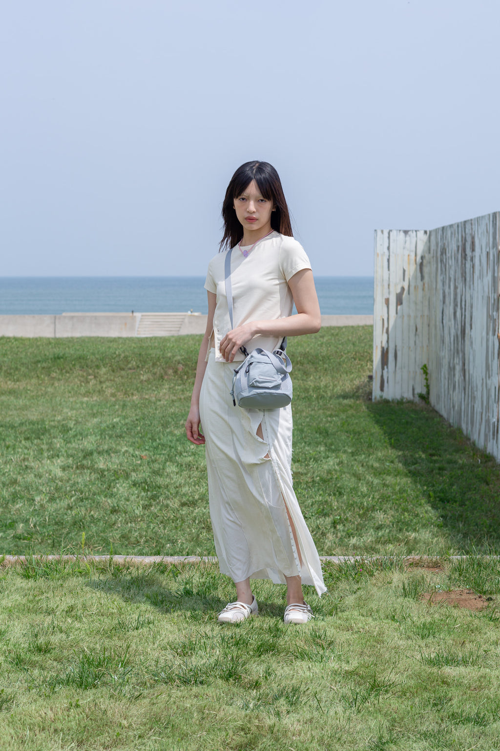 Matin Kim - Slit Button Point Crop Top (Ivory) product image 7 | TRAB K-Fashion Australia