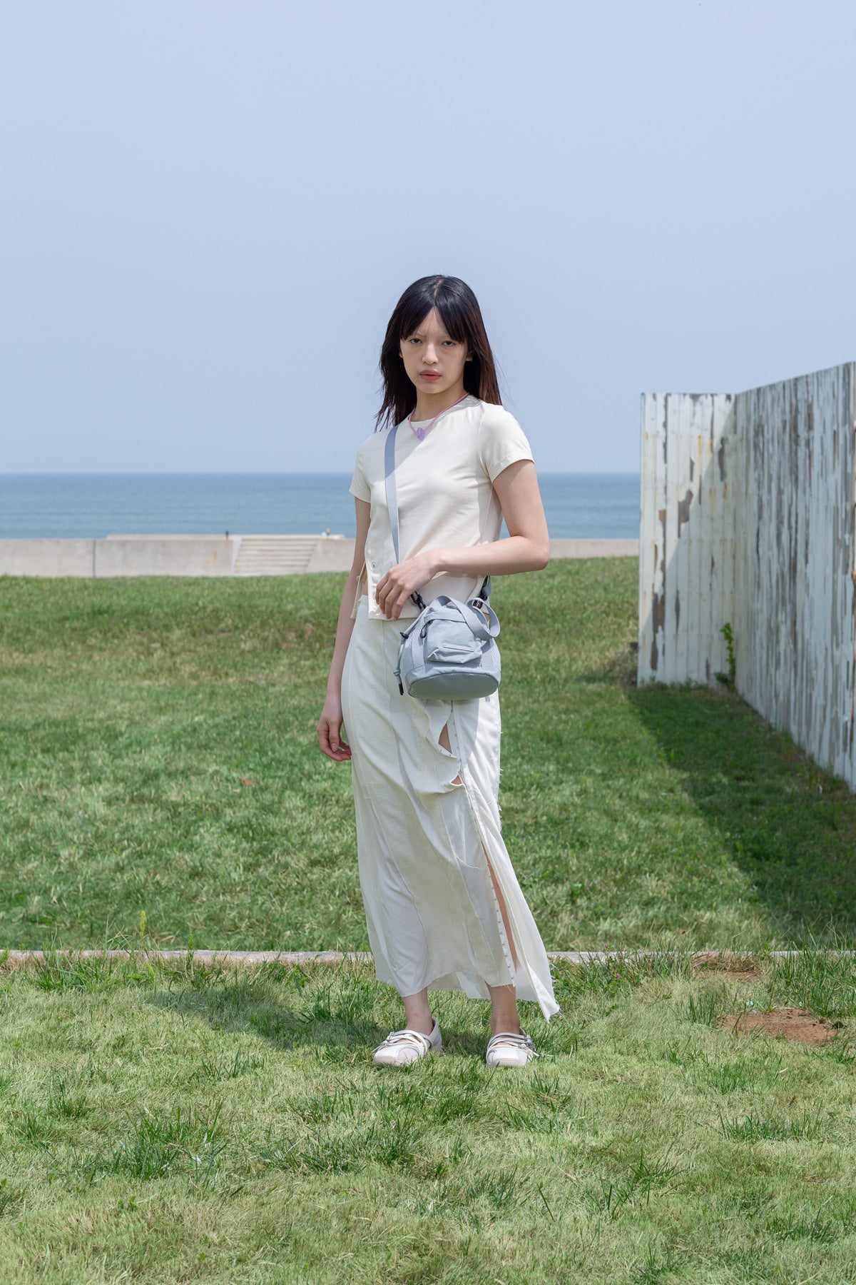 Matin Kim - Slit Button Point Crop Top (Ivory) product image 7 | TRAB K-Fashion Australia