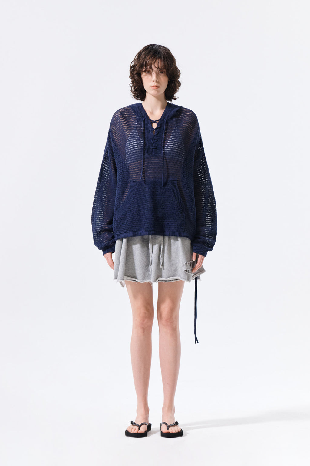 Matin Kim - Distressed Terry Skort Shorts (Grey) product image 6 | TRAB K-Fashion Australia