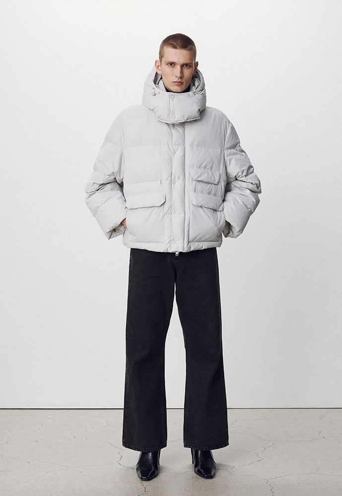Tonywack - Technical Shell Short Puffer Down Jacket (Detachable Hood) (Pale Gery) product image 4 | TRAB K-Fashion Australia