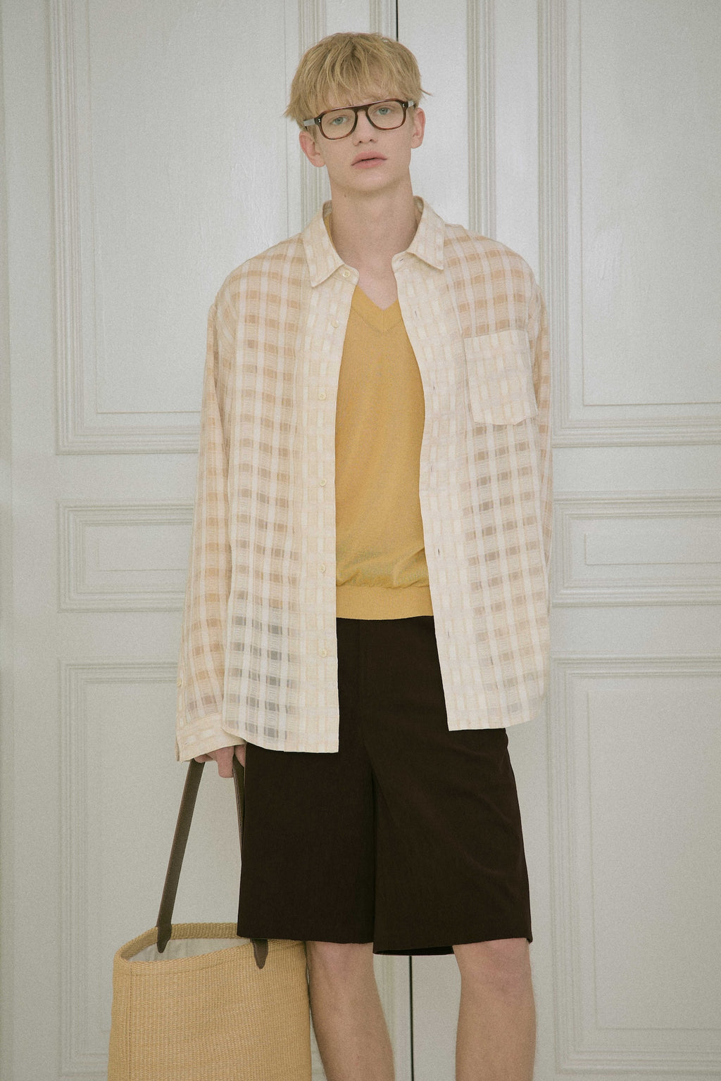 STU - Comfortable Check Shirt (Beige) product image 5 | TRAB K-Fashion Australia