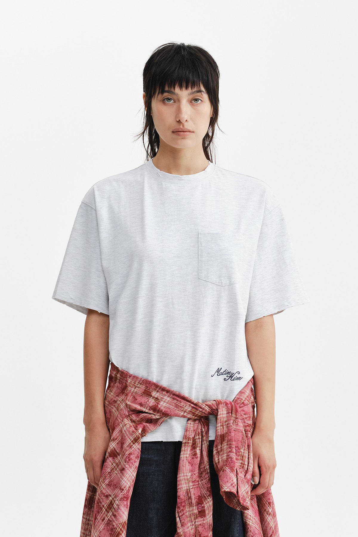 Matin Kim - Calligraphy Back Logo Pocket Top (Light Grey) product image 7 | TRAB K-Fashion Australia