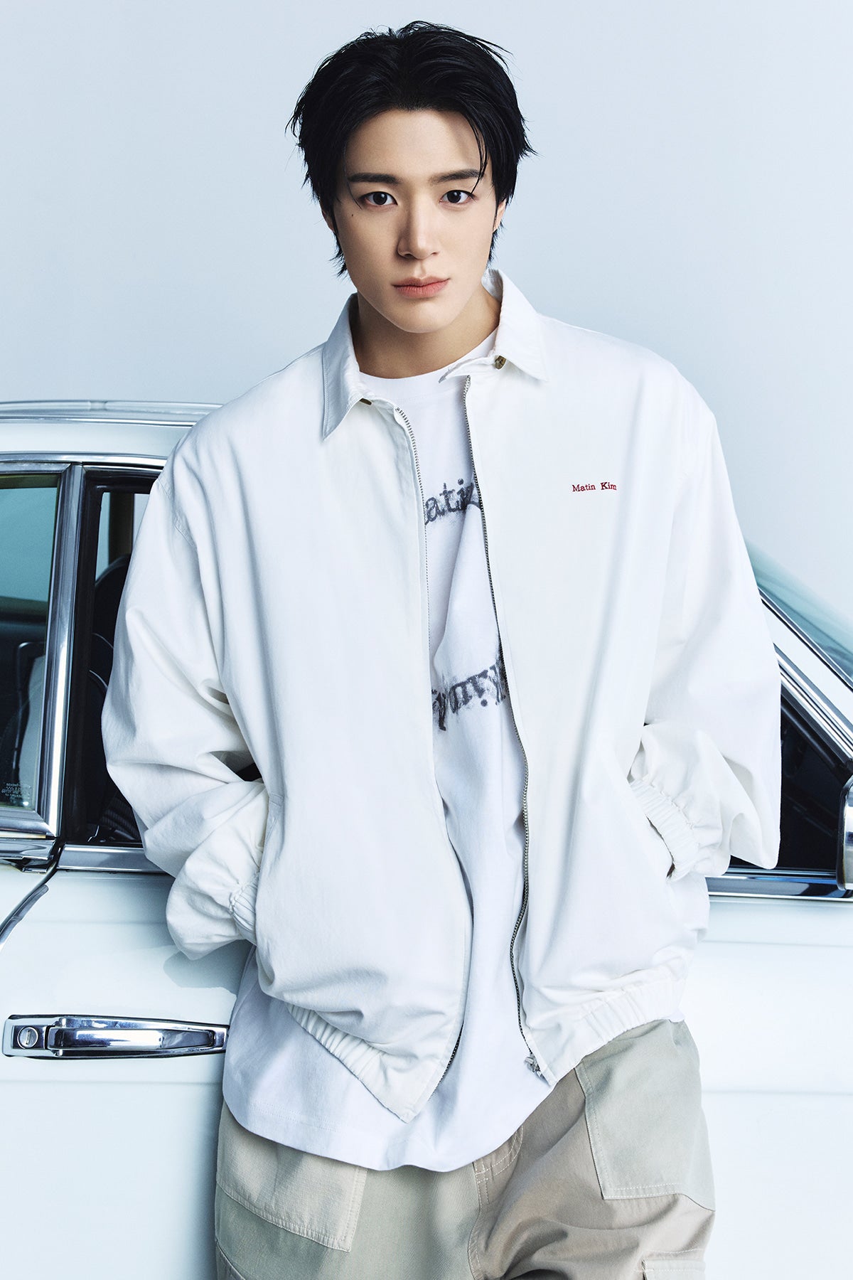 Matin Kim - Small Logo Cotton Zip Up Jumper (White) product image 1 | TRAB K-Fashion Australia