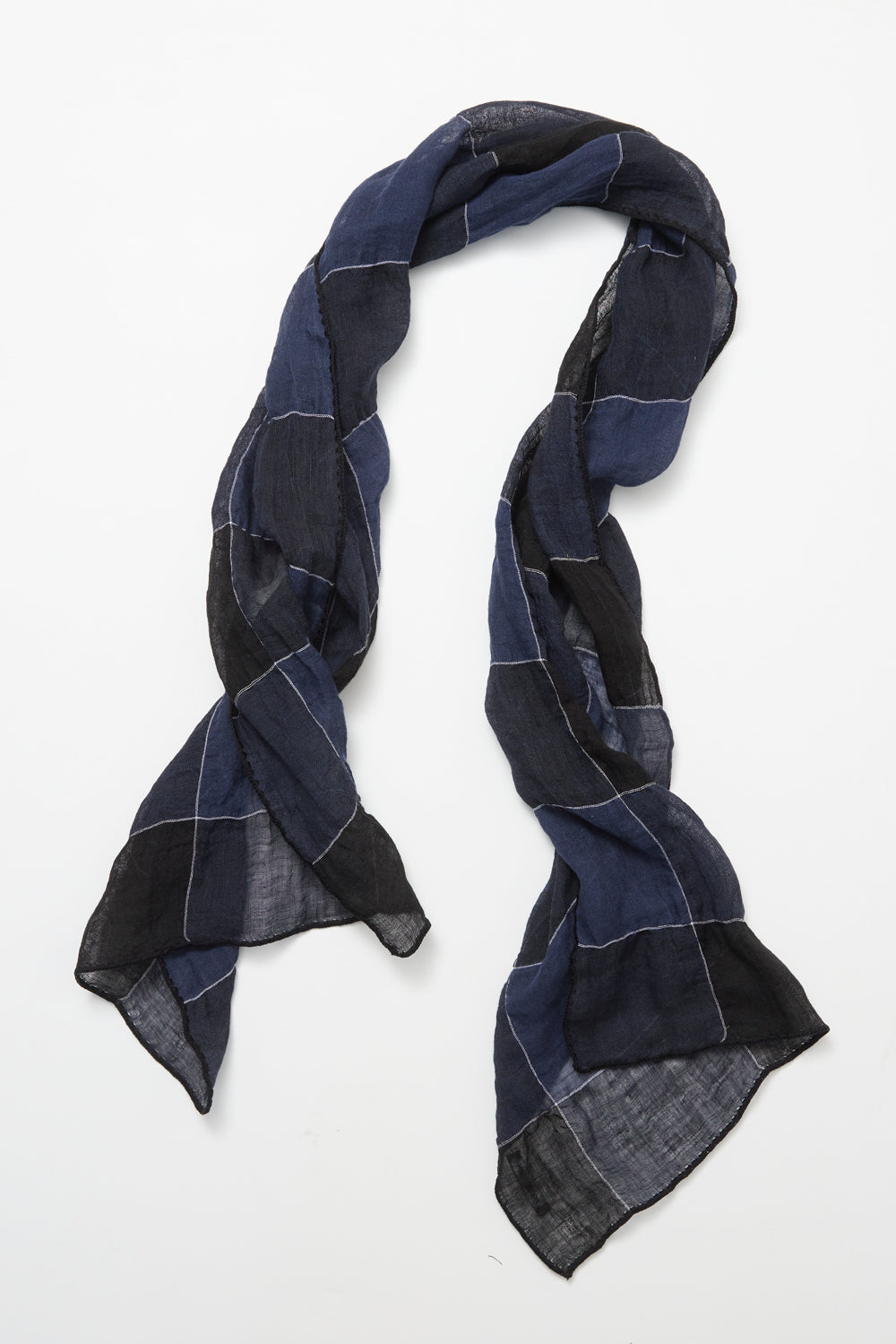 Hatchingroom - Check Scarf Linen (Black/Blue) product image 1 | TRAB K-Fashion Australia