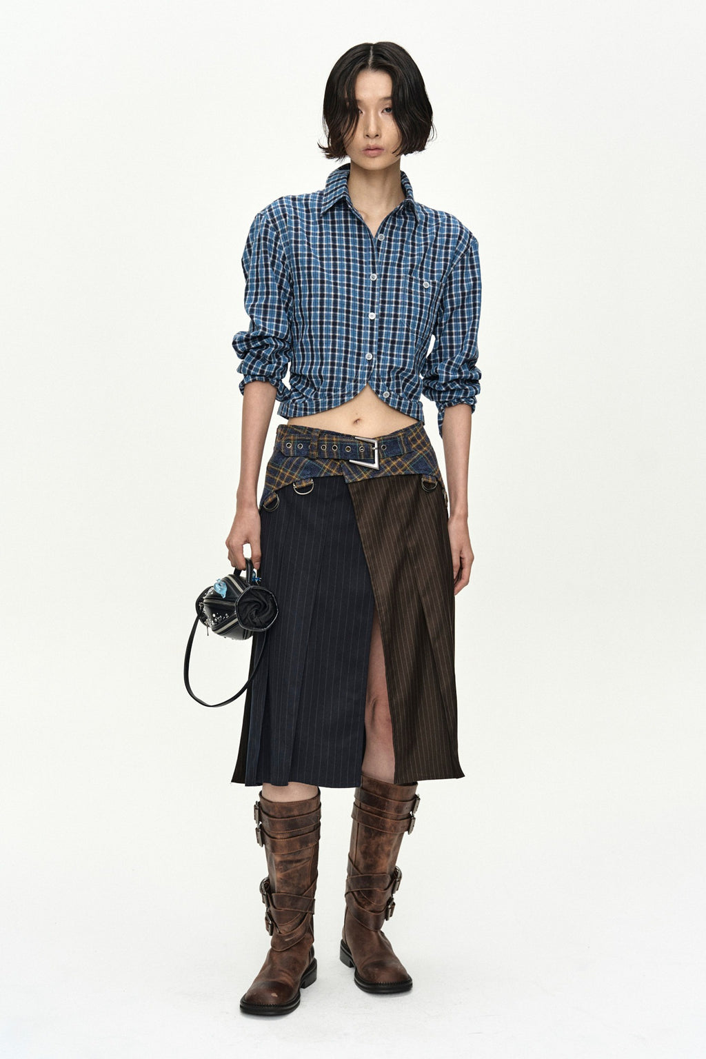 Andersson Bell - Check Curves Hem Shirt (Blue) product image 1 | TRAB K-Fashion Australia
