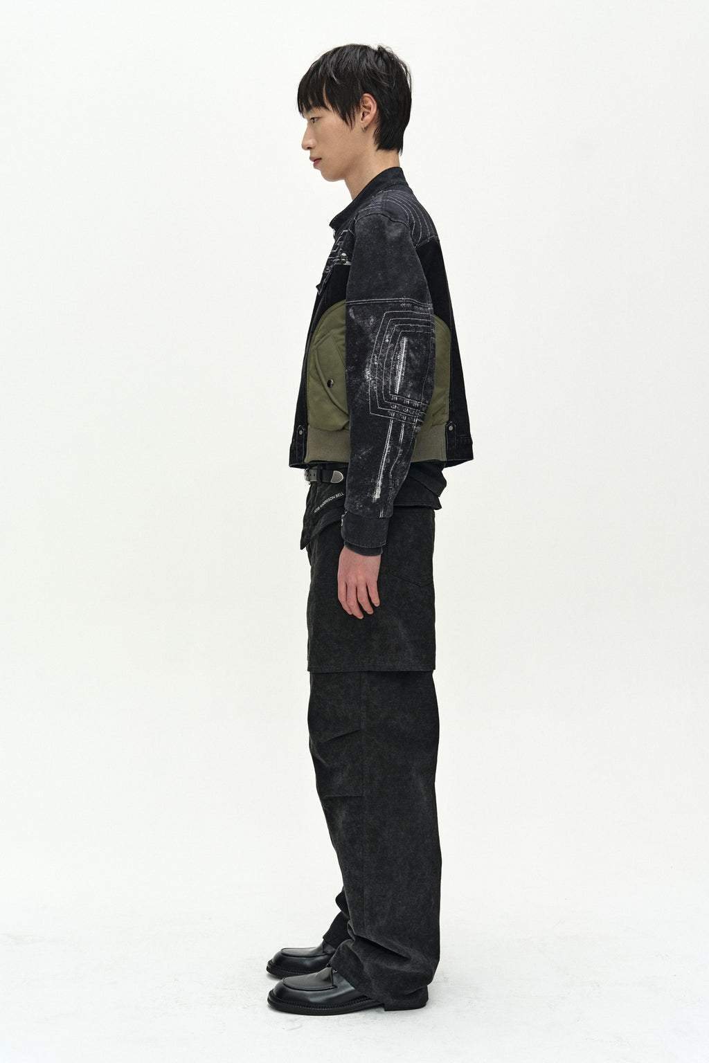Andersson Bell - Nylon Patch Racing Denim Combo Jacket (Black) product image 3 | TRAB K-Fashion Australia