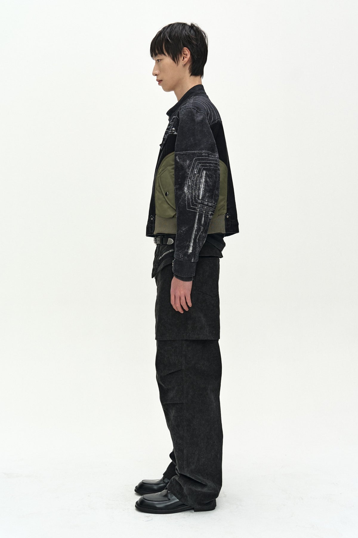 Andersson Bell - Nylon Patch Racing Denim Combo Jacket (Black) product image 3 | TRAB K-Fashion Australia