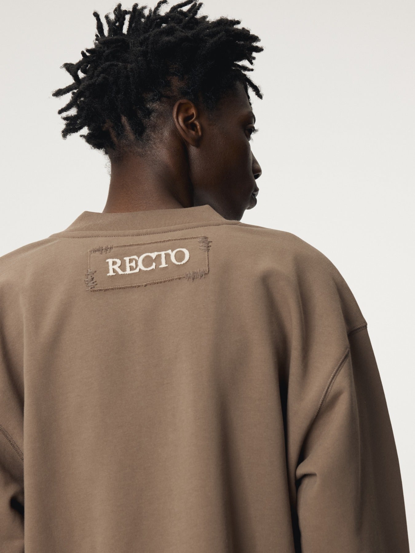 Recto - Back Logo V-Neck Sweatshirt (Sepia) product image 1 | TRAB K-Fashion Australia