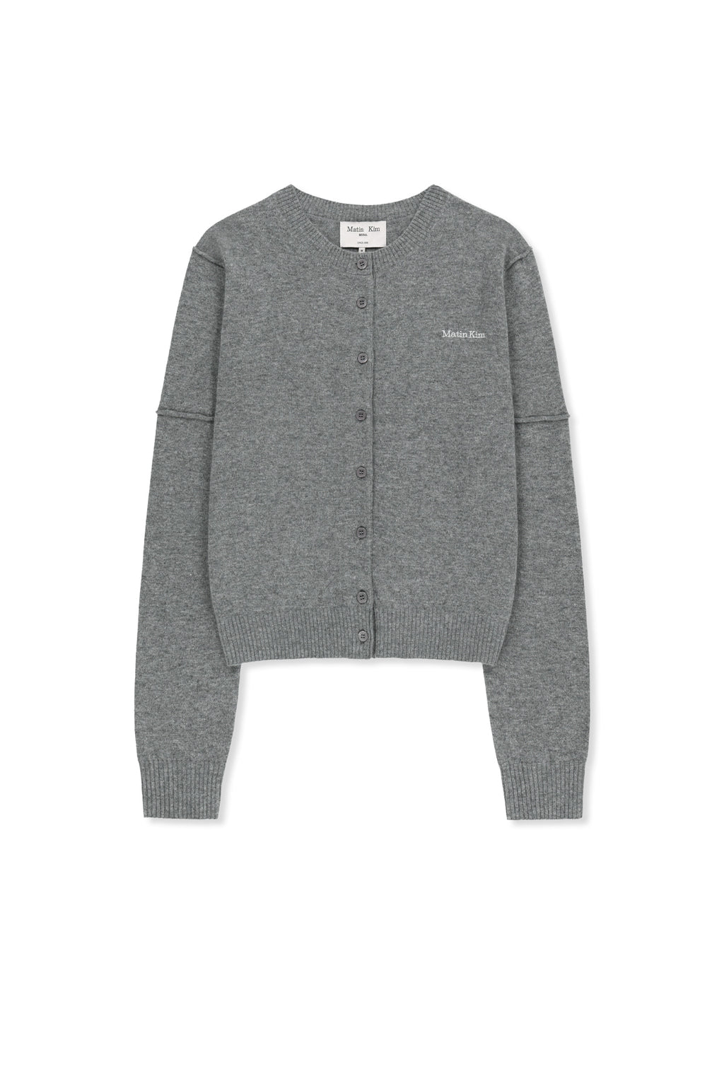 Matin Kim - Cashmere Blended Cutline Round Cardigan (Grey) product image 2 | TRAB K-Fashion Australia
