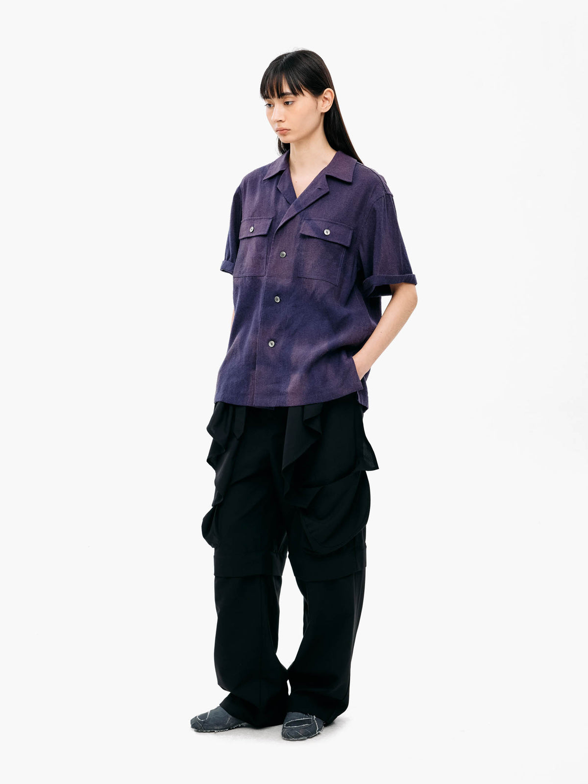 Jiyong Kim - Sun-Bleached Tailored Collar Shirt (Purple) product image 4 | TRAB K-Fashion Australia