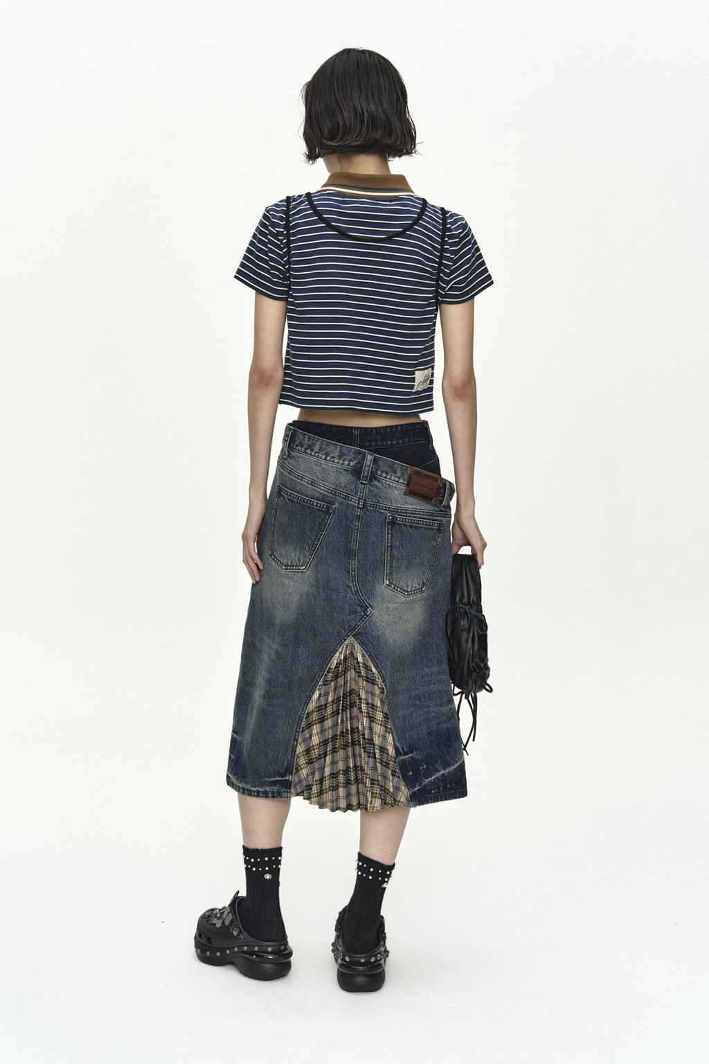 Andersson Bell - Pleats Combo Flipped Denim Skirt (Blue) product image 4 | TRAB K-Fashion Australia