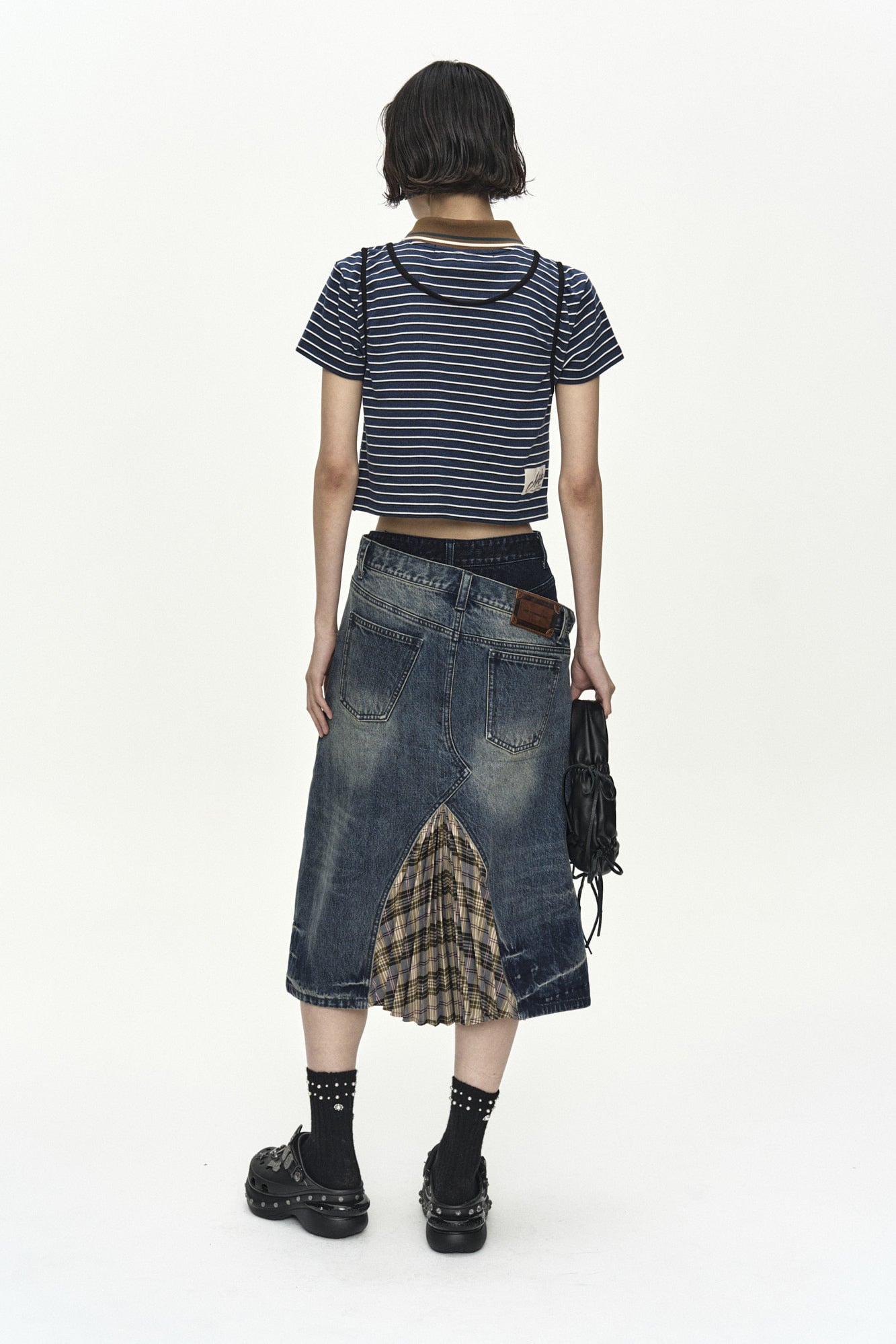 Andersson Bell - Pleats Combo Flipped Denim Skirt (Blue) product image 4 | TRAB K-Fashion Australia