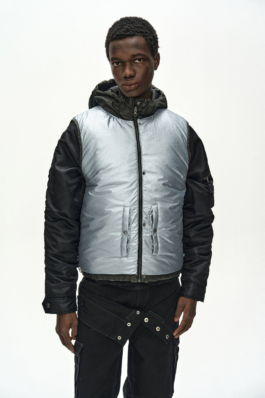 Andersson Bell - Padded Reversible Hoodie Vest (Black) product image 1 | TRAB K-Fashion Australia