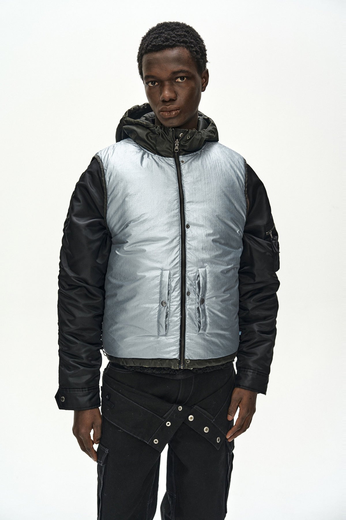 Andersson Bell - Padded Reversible Hoodie Vest (Black) product image 1 | TRAB K-Fashion Australia