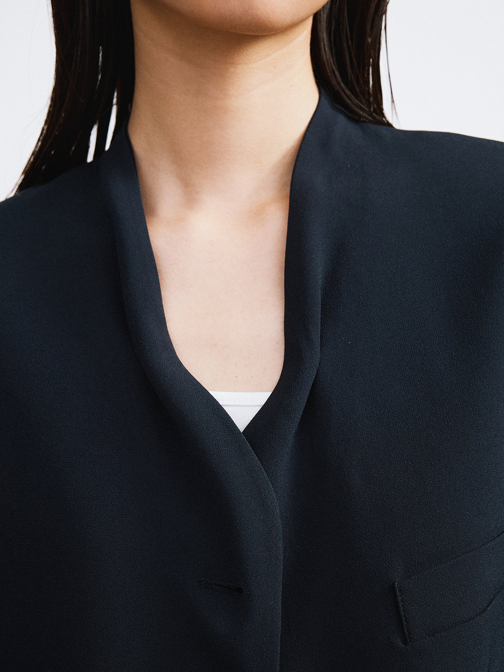 Recto - Collar Detail Fluid Suit Jacket (Dark Navy) product image 5 | TRAB K-Fashion Australia