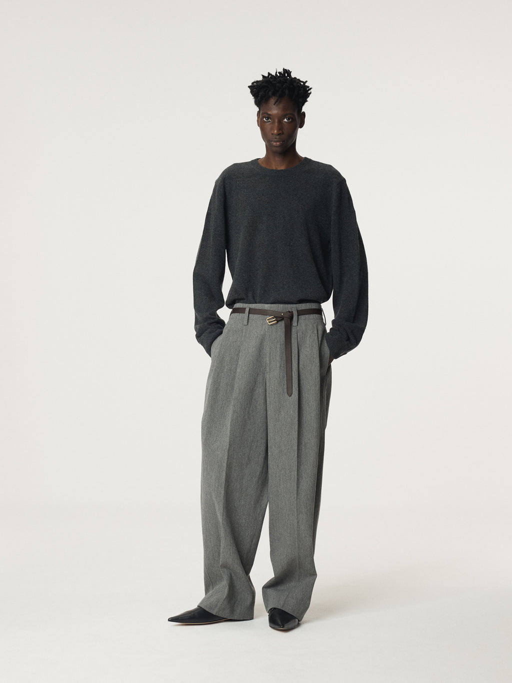 Recto - Shirt Cuffs Detail Knit Top (Charcoal Grey) product image 2 | TRAB K-Fashion Australia