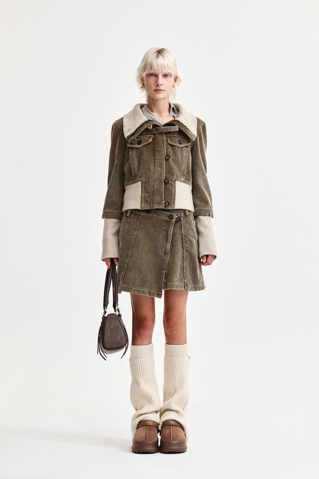 Matin Kim - Washed Corduroy Wrap Skirt (Khaki) product image 1 | TRAB K-Fashion Australia