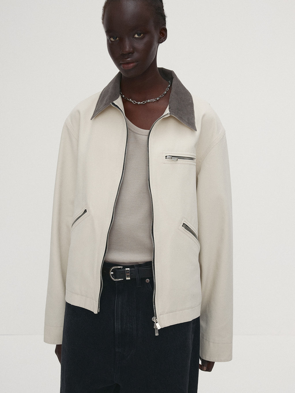 Tonywack - Washed Corduroy Collar Work Jacket (Ecru) product image 2 | TRAB K-Fashion Australia