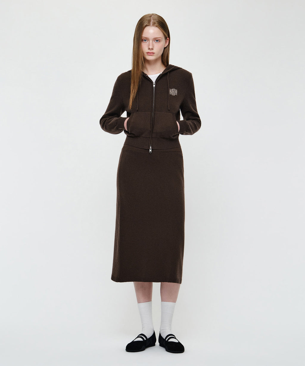 Marithe & Francois Girbaud - Ribbon Classic Logo Crop Knit Hoodie Zipup (Brown) product image 5 | TRAB K-Fashion Australia