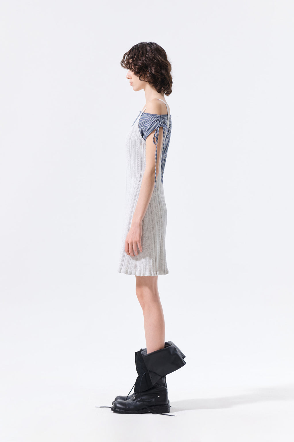 Matin Kim - Open Back Ribbed Knit Dress (Light Grey) product image 7 | TRAB K-Fashion Australia