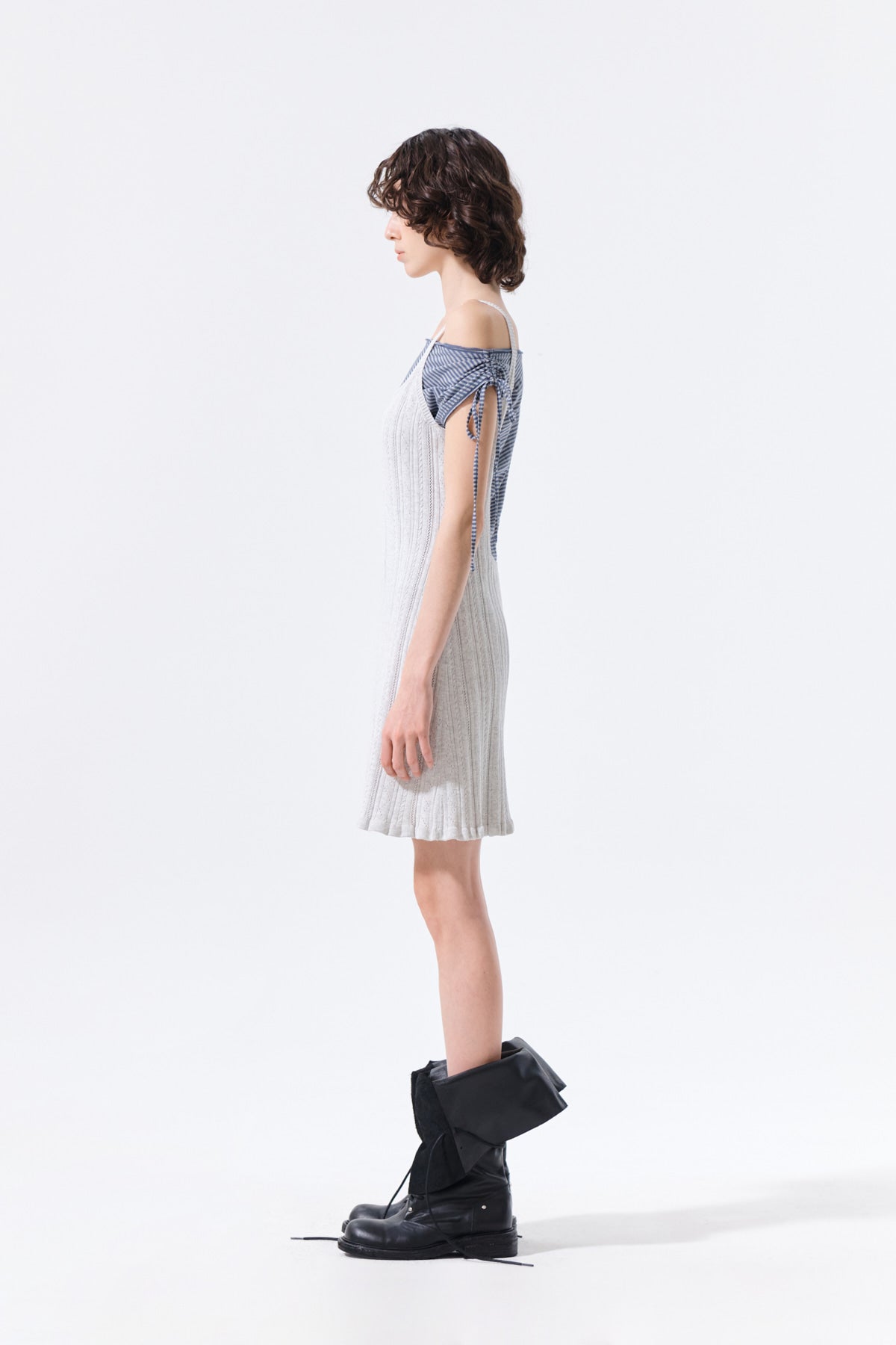 Matin Kim - Open Back Ribbed Knit Dress (Light Grey) product image 7 | TRAB K-Fashion Australia