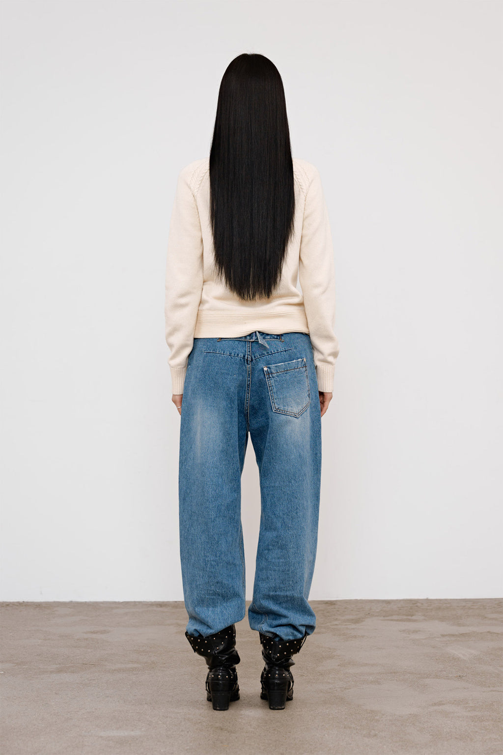 Deinet - High-Neck Stud Knit Outer (Ivory) product image 3 | TRAB K-Fashion Australia