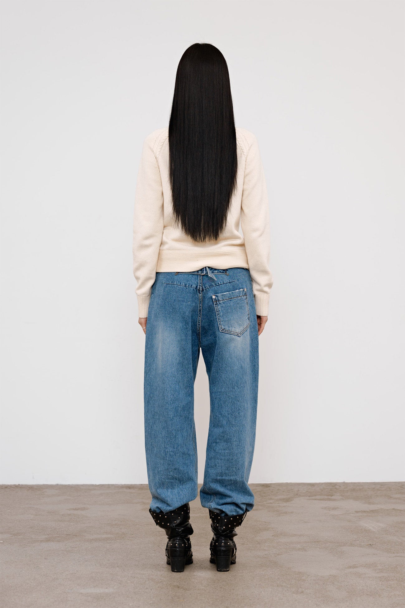 Deinet - High-Neck Stud Knit Outer (Ivory) product image 3 | TRAB K-Fashion Australia