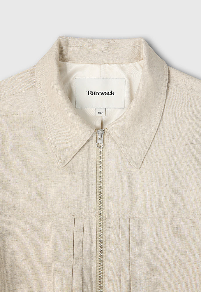 Tonywack - Milled Linen Rayon Type1 Zip Jacket (Natural Ecru) product image 10 | TRAB K-Fashion Australia