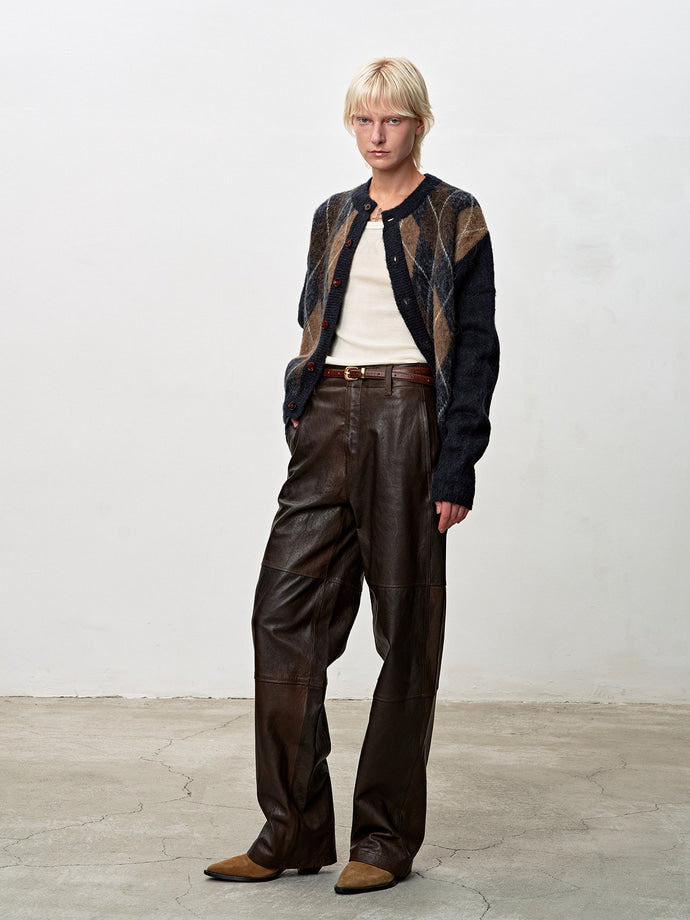 Tonywack - Vegetable Tanned Leather Rounded Leg Pants (Brown) product image 2 | TRAB K-Fashion Australia