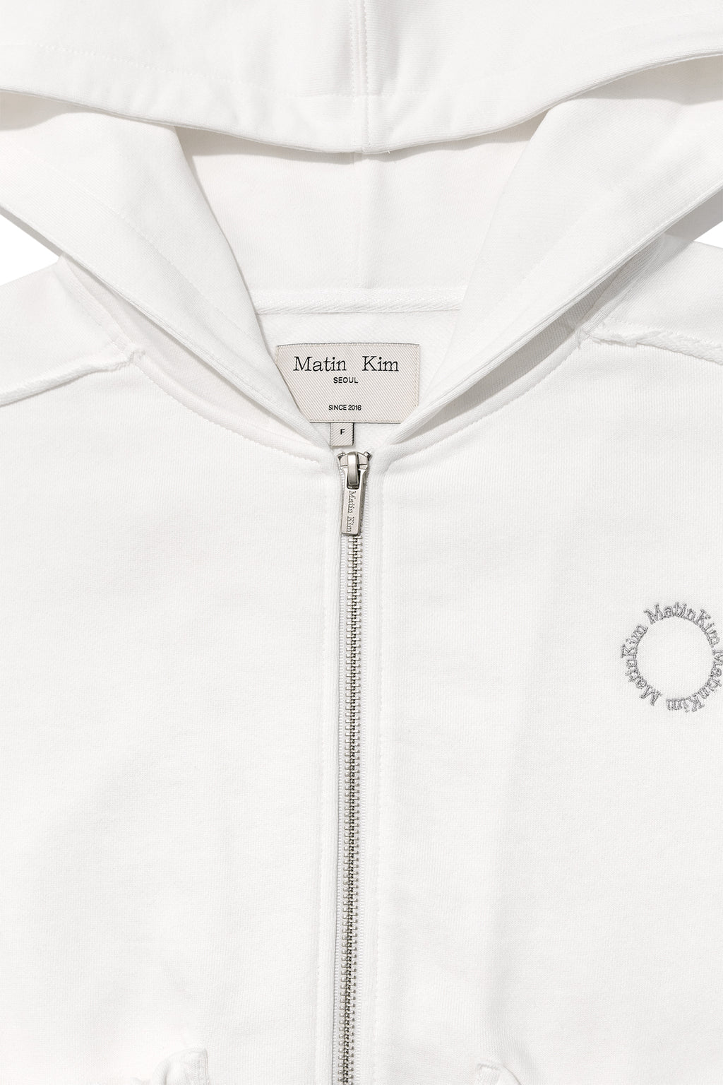 Matin Kim - Volume Pocket Crop Hoody Zip Up (White) product image 3 | TRAB K-Fashion Australia