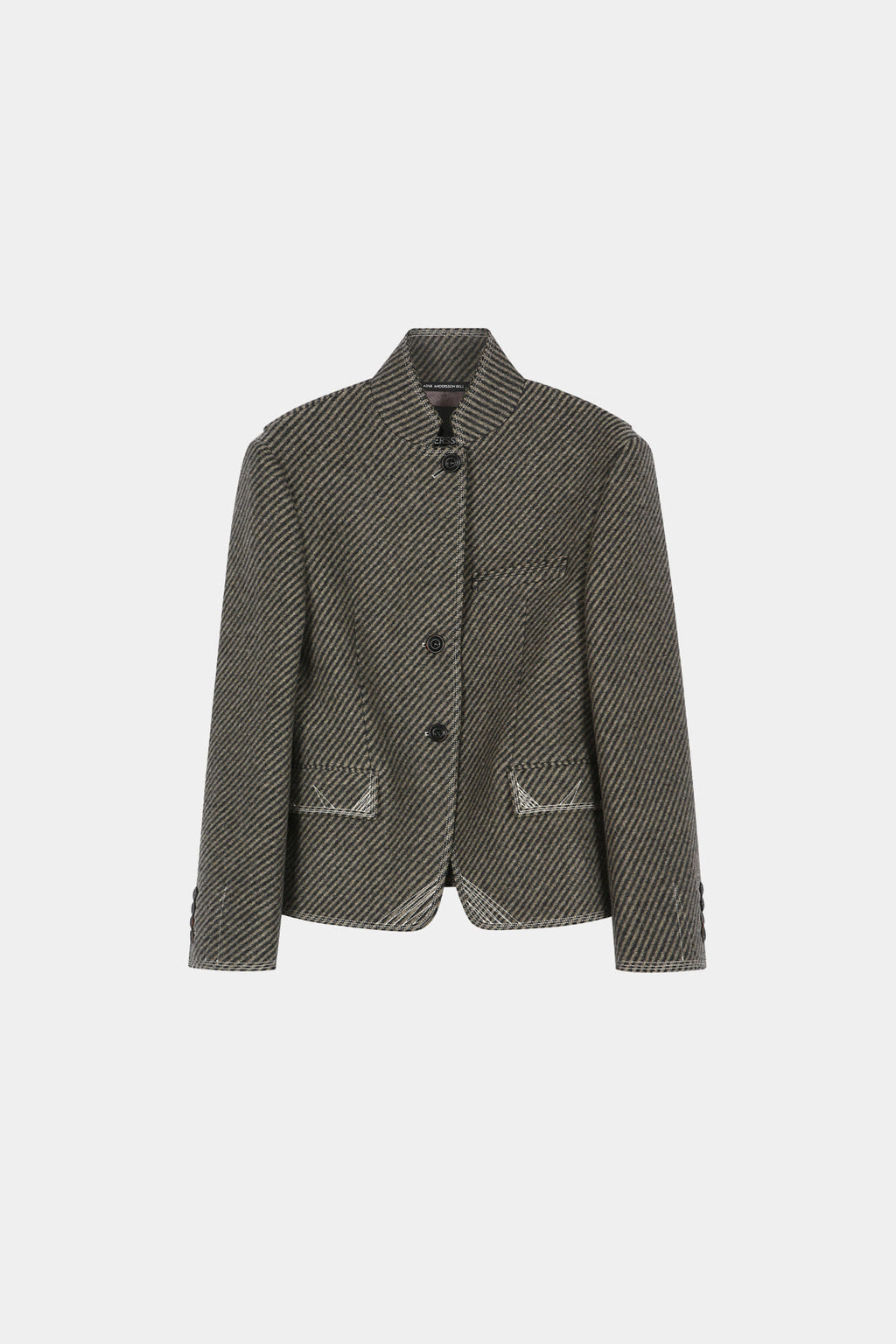 Andersson Bell - Wool Twill Cropped Tailored Jacket (Brown) product image 10 | TRAB K-Fashion Australia
