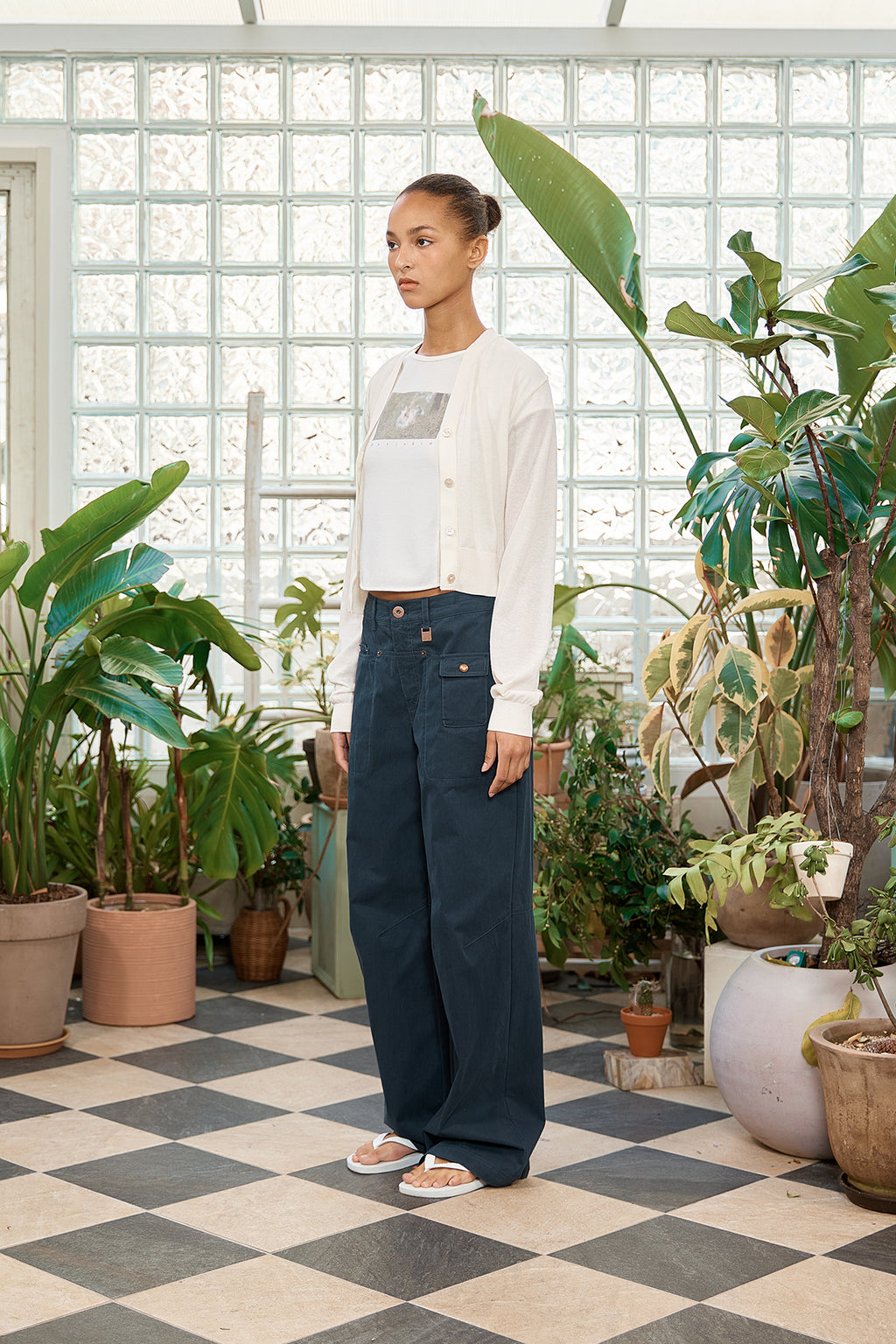Matin Kim - Snap Pocket Point Fatigue Pants (Navy) product image 8 | TRAB K-Fashion Australia