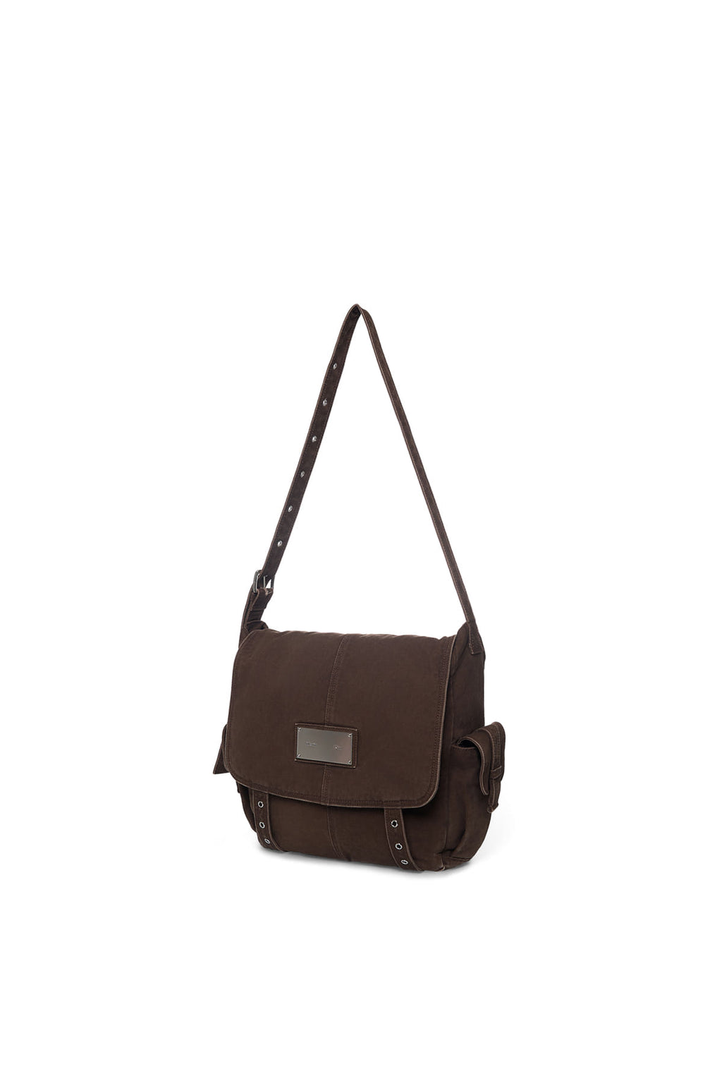 Matin Kim - Vintage Washed Cotton Messenger Bag (Brown) product image 2 | TRAB K-Fashion Australia