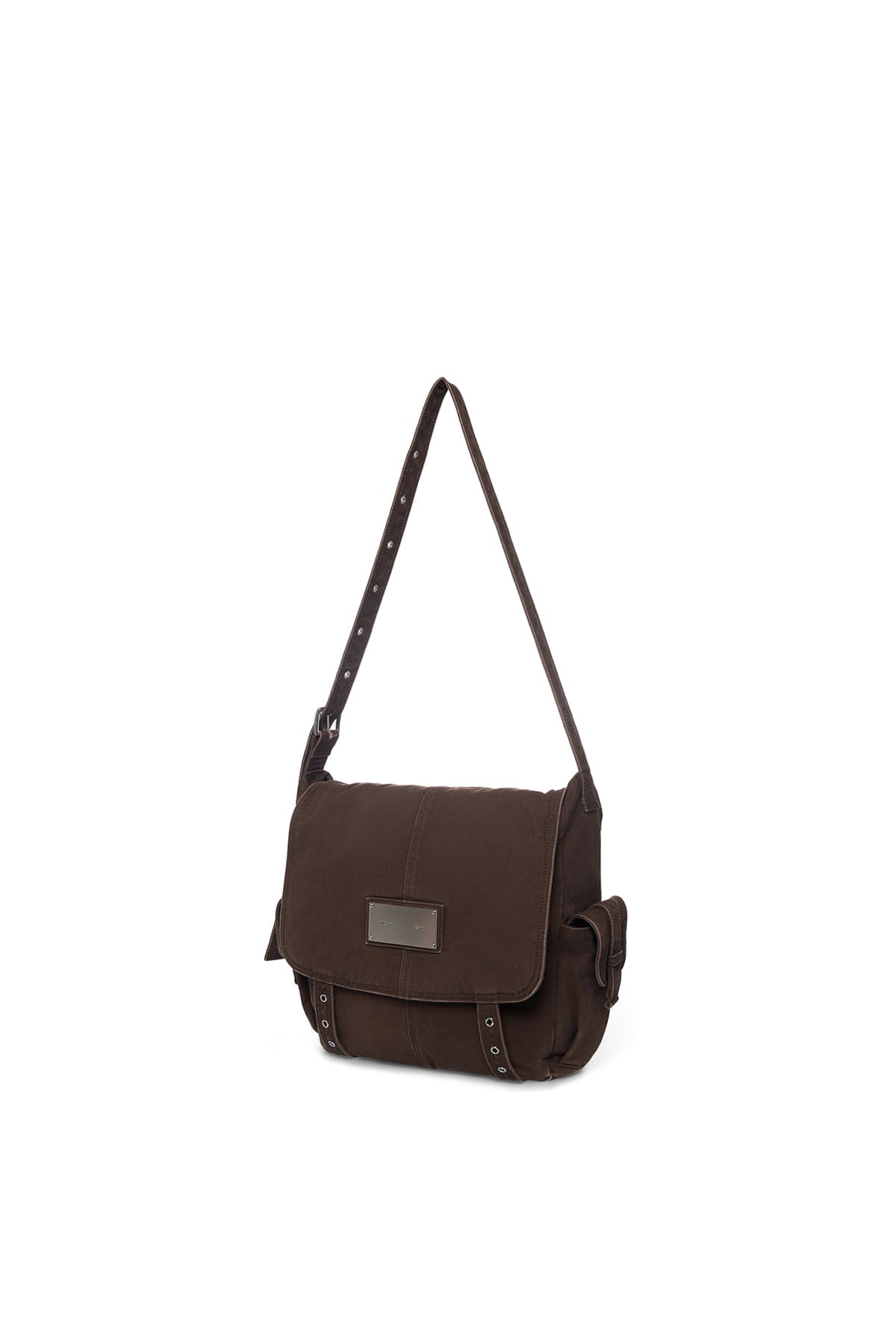 Matin Kim - Vintage Washed Cotton Messenger Bag (Brown) product image 2 | TRAB K-Fashion Australia