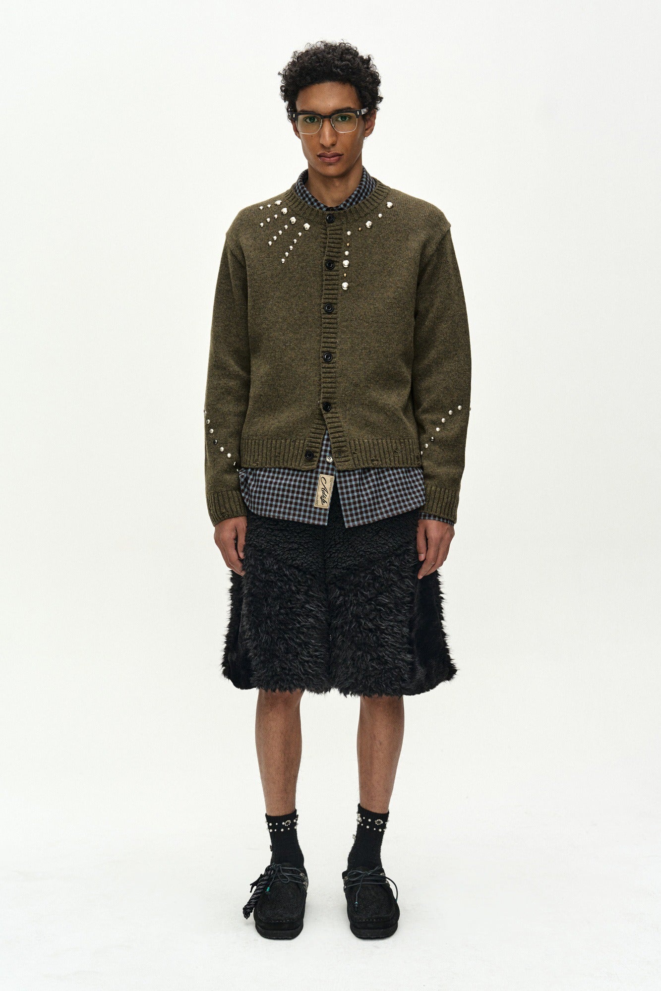 Andersson Bell - Roghen Studded Cardigan (moss Khaki) (Moss Khaki) product image 1 | TRAB K-Fashion Australia